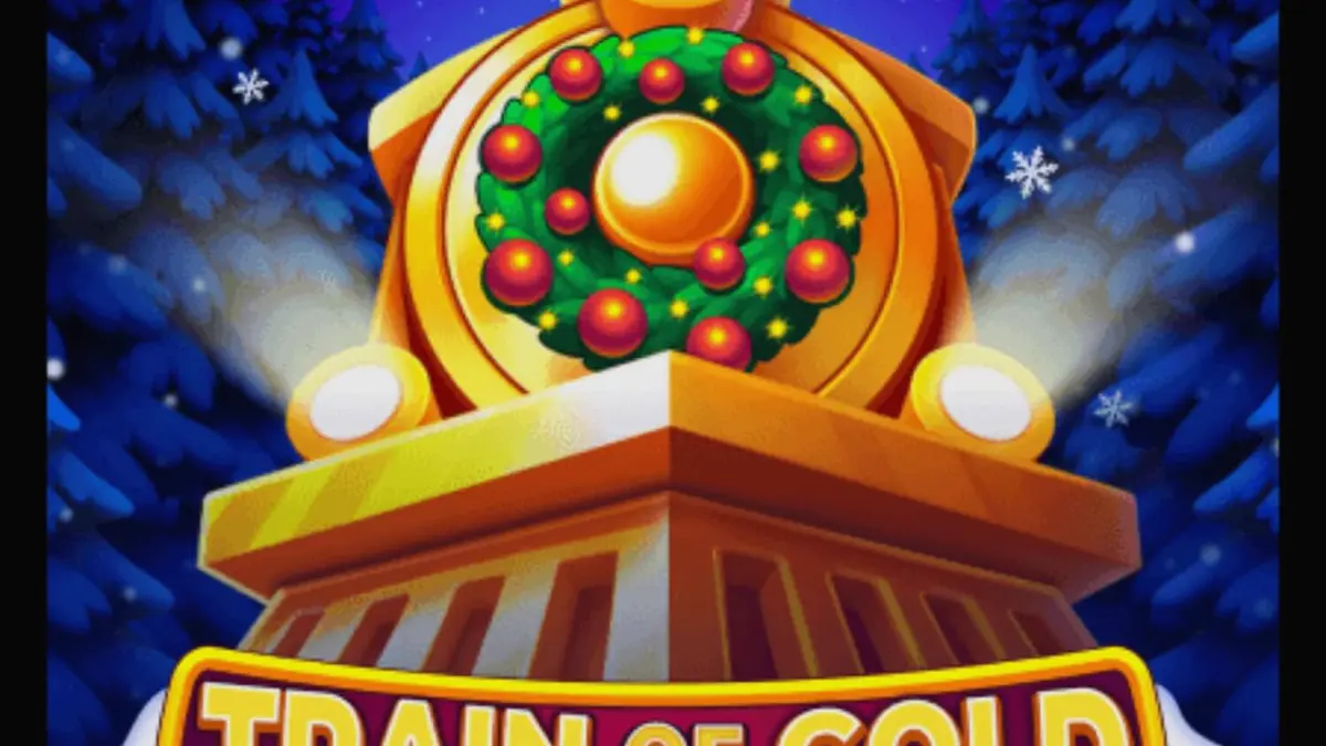 Tampilan visual slot Train of Gold X-Mas dengan tema kereta api musim dingin