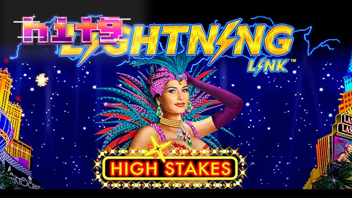 Tampilan layar permainan slot Lightning Link High Stakes dengan elemen visual kasino klasik